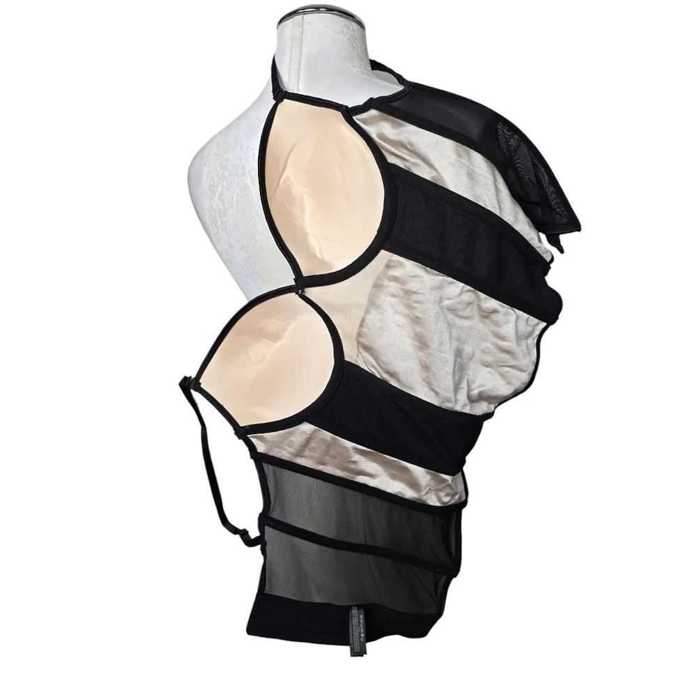Kim Kardashian Kollection Intimates Polka Dot Bustier Black Nude Top 36C